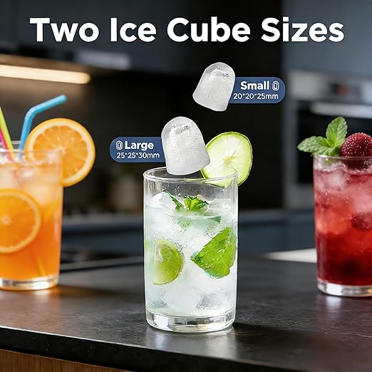 Countertop Ice Maker with Handle, Small Portable Self-Cleaning Ice Machine with Basket and Scoop, 26lbs/24H, 9 Ice Cubes in 6 Mins,