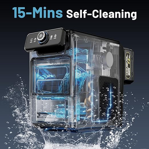 Cordless Rechargeable Battery Powered Ice Maker Compatible with Dewalt 20V Battery, 30Lbs/24H Portable Ice Machine Countertop with Fast Charger, Self-Cleaning, 5.5H Max Runtime, Stainless Steel