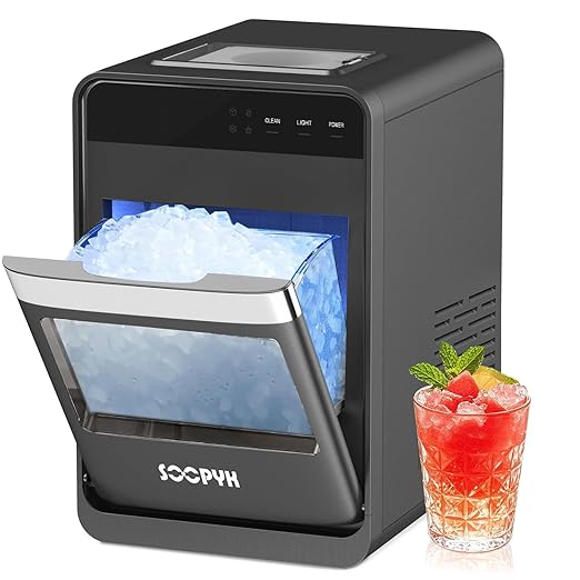 Self Cleaning Countertop Nugget Ice Maker Machine with Ice Scoop
